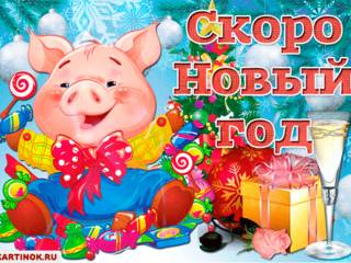 Поздравления на новый год свиньи в гиф картинках