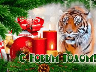 Открытка с годом Черного Водяного Тигра