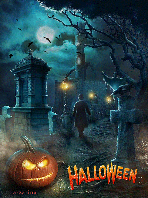 Мерцающая открытка на Хэллоуин